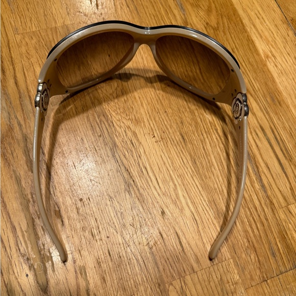 Chanel Camilla Flower Vintage Aviator Hinge Wrap Around Sunglasses Beige - Picture 7 of 10